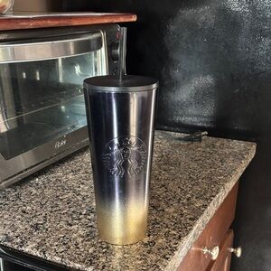 Starbucks WALT DISNEY WORLD 50th ANNIVERSARY Gradient Black and Gold Tumbler